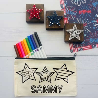 Personalized Patriotic Gift for Kids | Color Your Own Bag Kit with Markers
