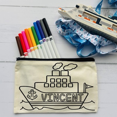 Personalized Cruise Vacation Gift | Color-Your-Own Bag with Markers