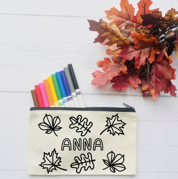 Personalized Fall/Thanksgiving Gift for Kids | Color Your Own Bag Kit with Markers