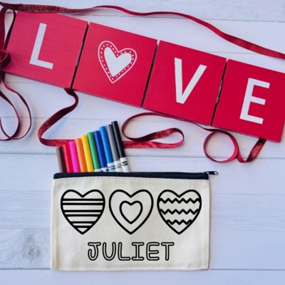 Personalized Valentine's Activity Kit | Color Your Own Bag for Kids