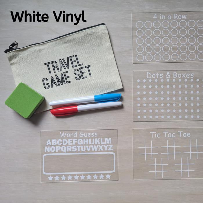 Reusable Travel Game Set for Kids | 4 Game Boards with Dry Erase Markers