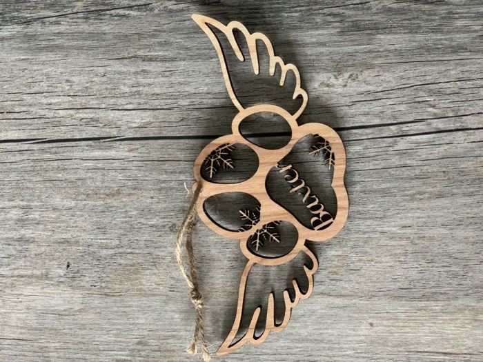 Personalized Pet Paw Ornament | Custom Dog and Cat Name Christmas Ornament | Angel Wings Pet Memorial Keepsake | Pet Loss Gift