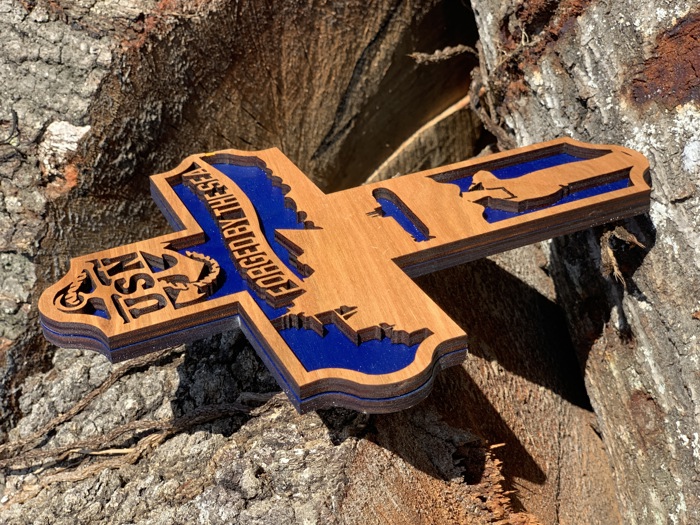US Navy Wooden Cross | Forged by the Sea Laser Cut Military Wall Decor | Navy Veteran Gift | Sailor Retirement and Deployment Keepsake