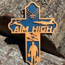  Wooden Airman Cross | Laser Cut Hand Painted Wall Decor | Air Force Veteran, Mom and Wife Gift | Faith Keepsake