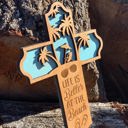  Wooden Beach Cross | Laser Cut Hand Painted Wall Decor | Coastal Home and Beach Wedding Gift | Faith Keepsake