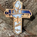  Wooden EMT Cross | Laser Cut Hand Painted Wall Decor | Paramedic and First Responder Gift | Faith Keepsake