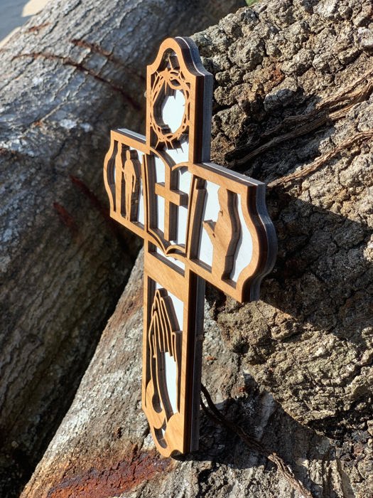 Wooden Faith Cross | Laser Cut Hand Painted Wall Decor | Christian, Pastor and Wedding Gift | Faith Keepsake