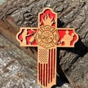 Wooden Firefighter Cross | Laser Cut Hand Painted Wall Decor | Fireman Retirement and Academy Gift | Faith Keepsake