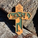  Wooden Mountain Cross | Laser Cut Hand Painted Wall Decor | Cabin, Lodge and Nature Lover Gift | Faith Keepsake