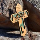  Wooden Mountain Cross | Laser Cut Hand Painted Wall Decor | Cabin, Lodge and Nature Lover Gift | Faith Keepsake