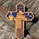 Wooden State Trooper Cross | Laser Cut Hand Painted Wall Decor | Law Enforcement and Trooper Gift | Faith Keepsake