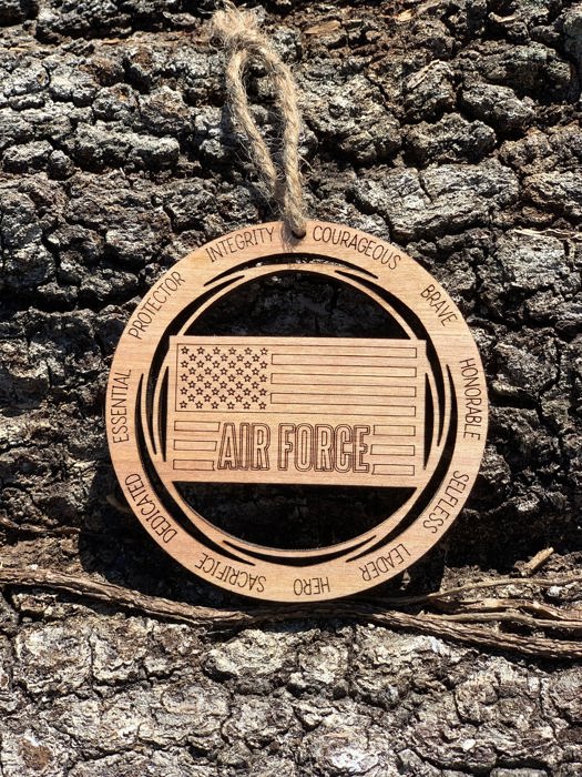 Wooden Air Force Ornament | Laser Cut Christmas Tree Ornament | Air Force Christmas Gift | Military Keepsake