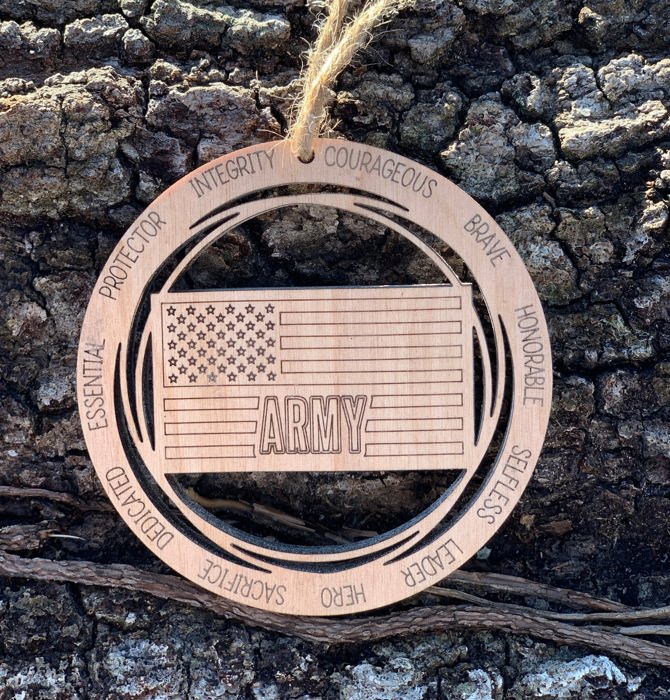 Wooden Army Ornament | Laser Cut Christmas Tree Ornament | Army Christmas Gift | Military Keepsake