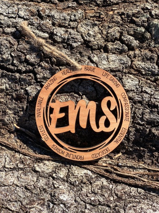 Wooden EMS Ornament | Laser Cut Christmas Tree Ornament | Paramedic and EMS Christmas Gift | Military Keepsake