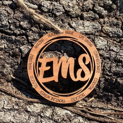 Wooden EMS Ornament | Laser Cut Christmas Tree Ornament | Paramedic and EMS Christmas Gift | Military Keepsake