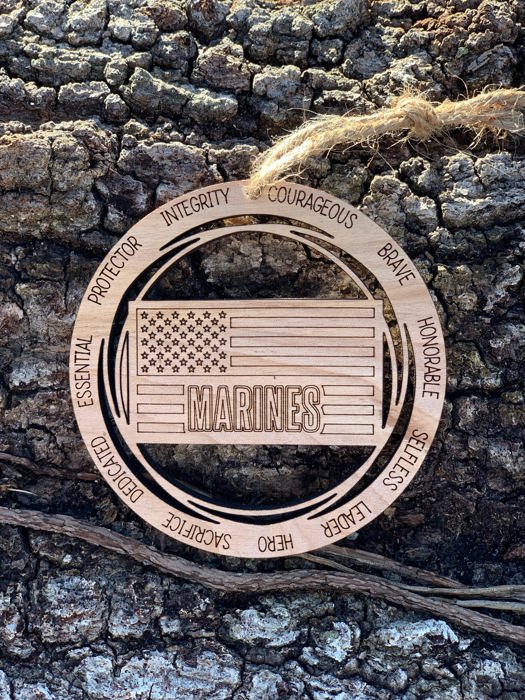 Wooden Marine Ornament | Laser Cut Christmas Tree Ornament | USMC Christmas Gift | Military Keepsake