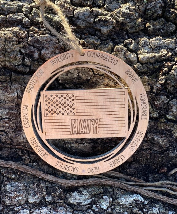 Wooden Navy Ornament | Laser Cut Christmas Tree Ornament | Navy Christmas Gift | Military Keepsake