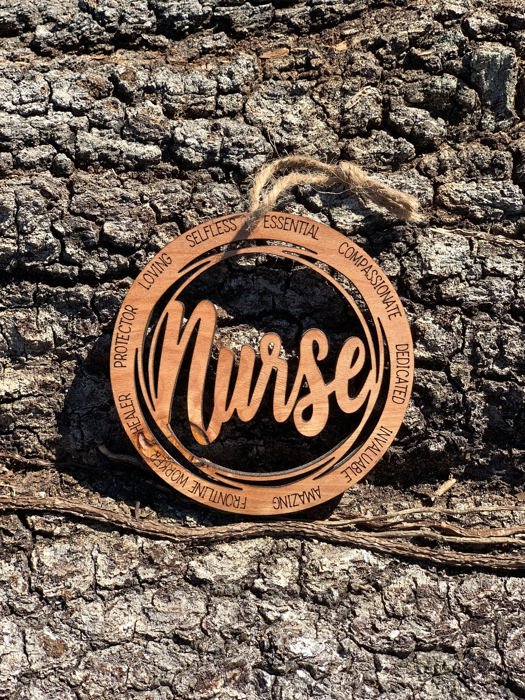 Wooden Nurse Ornament | Laser Cut Christmas Tree Ornament | RN and Nurse Christmas Gift | Military Keepsake