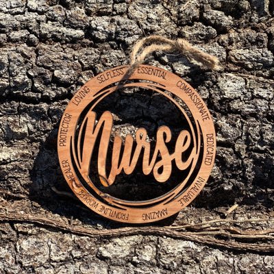Wooden Nurse Ornament | Laser Cut Christmas Tree Ornament | RN and Nurse Christmas Gift | Military Keepsake