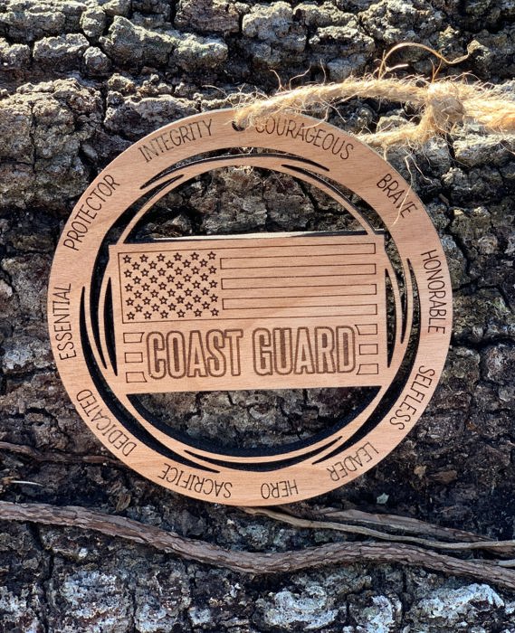 Wooden Coast Guard Ornament | Laser Cut Christmas Tree Ornament | USCG Christmas Gift | Military Keepsake