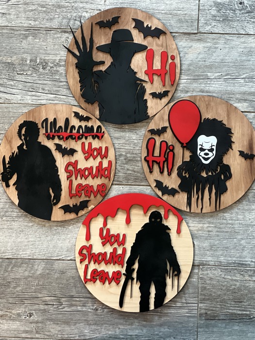 DIY Halloween Door Hanger Kit 12 Inch | Paint Your Own Spooky Wood Sign | Family Craft Night | Halloween Party Activity