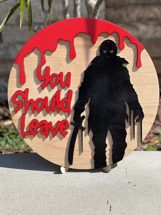 DIY Halloween Door Hanger Kit 12 Inch | Paint Your Own Spooky Wood Sign | Family Craft Night | Halloween Party Activity