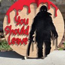 Hockey Mask DIY Halloween Door Hanger Kit 12 Inch | Paint Your Own Spooky Wood Sign | Family Craft Night | Halloween Party Activity