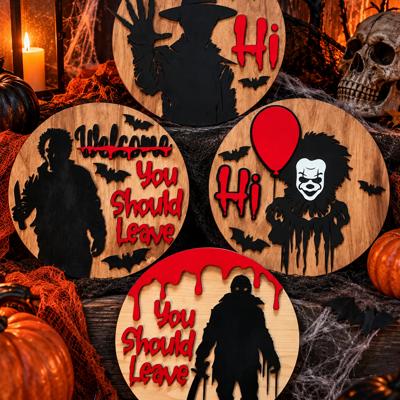 DIY Halloween Door Hanger Kit 12 Inch | Paint Your Own Spooky Wood Sign | Family Craft Night | Halloween Party Activity