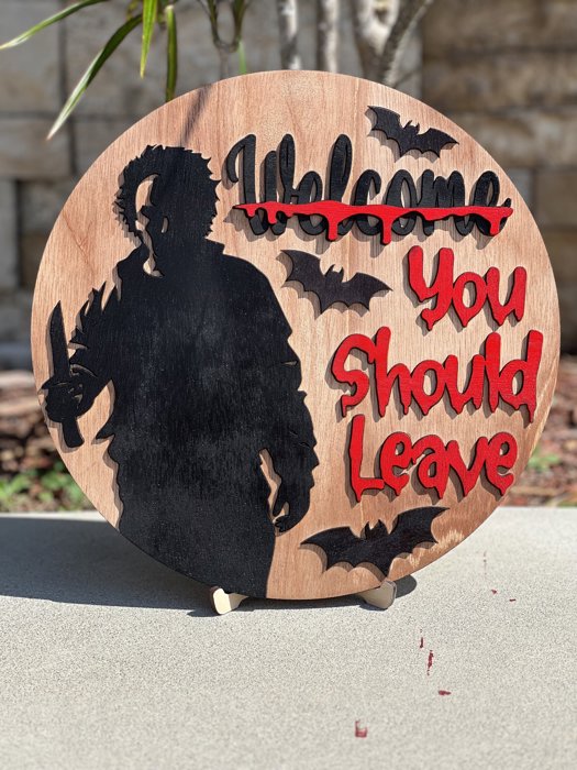 DIY Halloween Door Hanger Kit 12 Inch | Paint Your Own Spooky Wood Sign | Family Craft Night | Halloween Party Activity