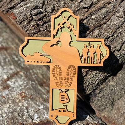 US Army Wooden Cross | Laser Cut Military Wall Decor | Army Veteran Gift | Soldier Retirement and Memorial Keepsake