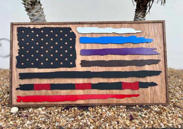 Wooden BJJ Belt Flag | Brazilian Jiu-Jitsu American Flag Wall Art | Layered Laser Cut Martial Arts Decor | Gift for BJJ Student