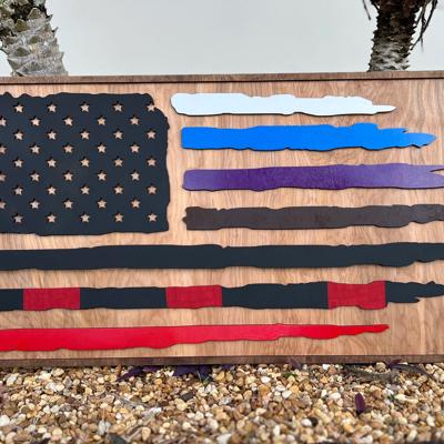 Wooden BJJ Belt Flag | Brazilian Jiu-Jitsu American Flag Wall Art | Layered Laser Cut Martial Arts Decor | Gift for BJJ Student