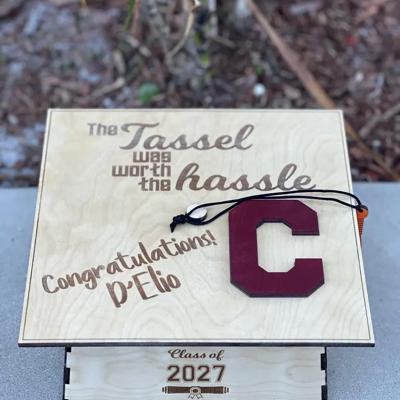 Graduation Cap Card Holder Box | Class of 2027 | Personalized Senior Gift | Custom Name & School Letter | Grad Party Money Box
