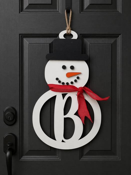 Monogrammed Snowman Door Sign,Personalized Snowman Door Sign, Christmas Door Sign, Christmas Decoration, Holiday Decor