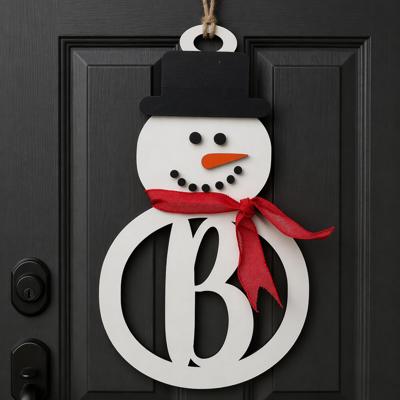 Monogrammed Snowman Door Sign,Personalized Snowman Door Sign, Christmas Door Sign, Christmas Decoration, Holiday Decor