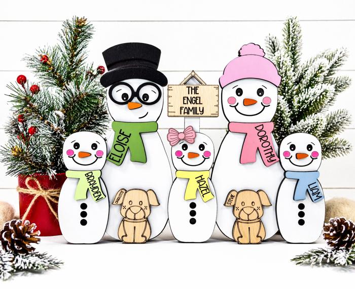 Personalized Snowman Family Decor, Snowman Family Decorations, Snowman Decor, Personalized Gift, Winter Home Decor