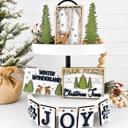  Christmas Tiered Tray, Farmhouse Christmas Tiered Tray, Farm Fresh Christmas Tress Tiered Tray