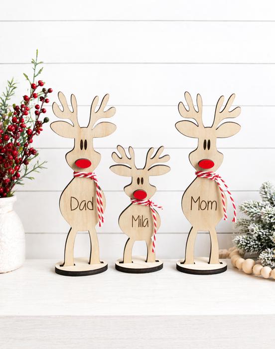 Personalized reindeer, reindeer Shelf Sitter, Holiday Decor, Christmas Mantle Decor
