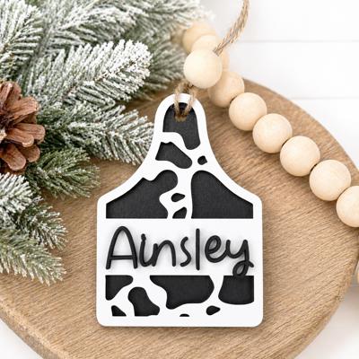 Personalized Cow Tag Stocking Tags, Western Stocking Tags, Christmas Stockings, Western Christmas, Country Stocking Tags, Cow Tag Ornament