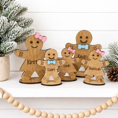 Wooden Gingerbread Family Shelf Sitter, Personalized Gingerbread, Holiday Decor, Christmas Mantle Decor