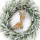  Personalized Dinosaur Christmas Ornament, Dinosaur Reindeer Custom Wood Ornament, Custom Dinosaur Tag, Stocking Tag for Kids