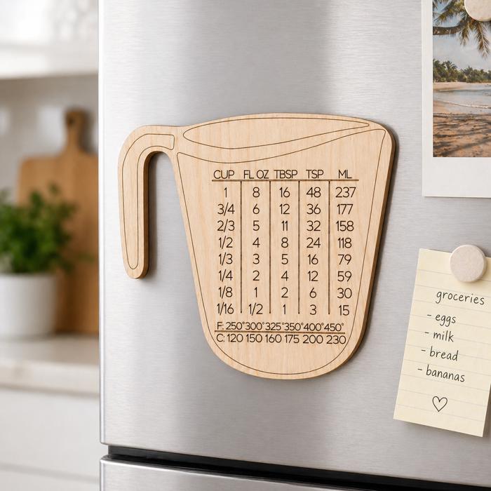 Wooden Measuring Cup Conversion Chart Magnet