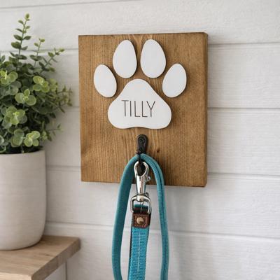 Personalized Dog Leash Holder, Dog Leash Hanger, Dog Leash, Dog Name Leash Holder,Custom Farmhouse Dog Leash Holder