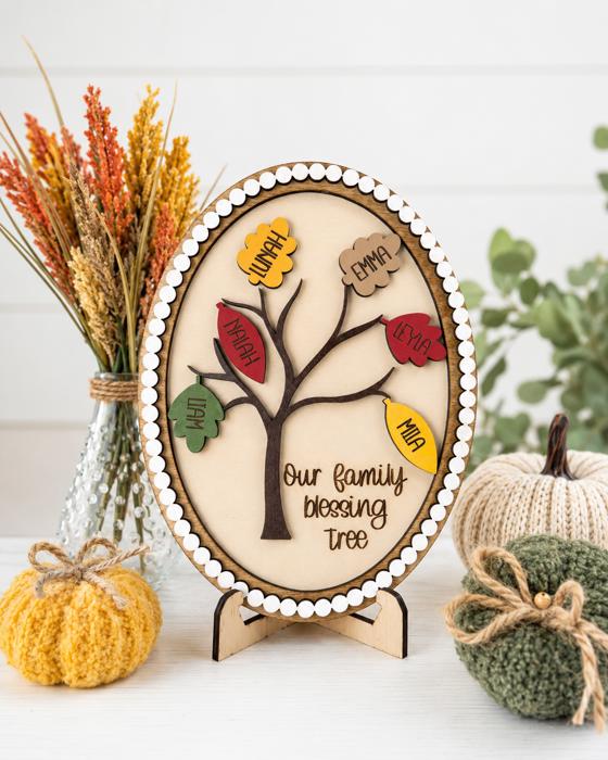 Personalized Family Blessing Tree Sign, Custom Family Name Tree, Thanksgiving Decor, Grandparent Gift, Family Tree Plaque, Fall Home Decor