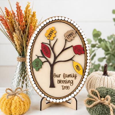 Personalized Family Blessing Tree Sign, Custom Family Name Tree, Thanksgiving Decor, Grandparent Gift, Family Tree Plaque, Fall Home Decor