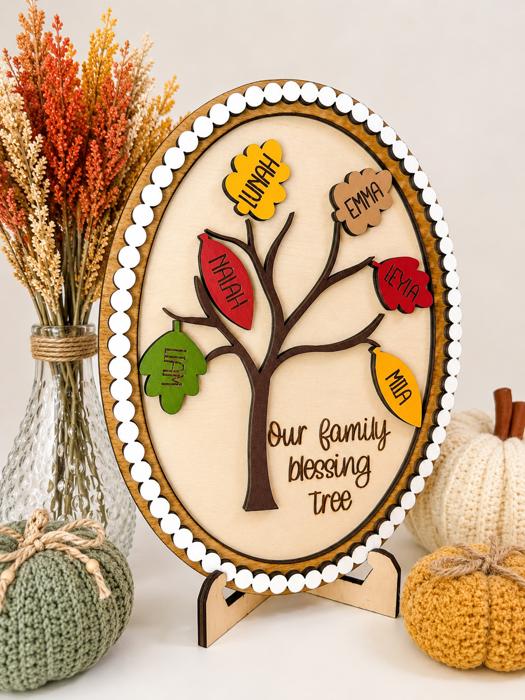 Personalized Family Blessing Tree Sign, Custom Family Name Tree, Thanksgiving Decor, Grandparent Gift, Family Tree Plaque, Fall Home Decor