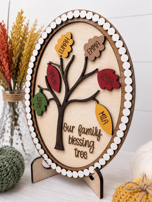 Personalized Family Blessing Tree Sign, Custom Family Name Tree, Thanksgiving Decor, Grandparent Gift, Family Tree Plaque, Fall Home Decor