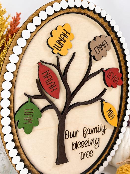 Personalized Family Blessing Tree Sign, Custom Family Name Tree, Thanksgiving Decor, Grandparent Gift, Family Tree Plaque, Fall Home Decor
