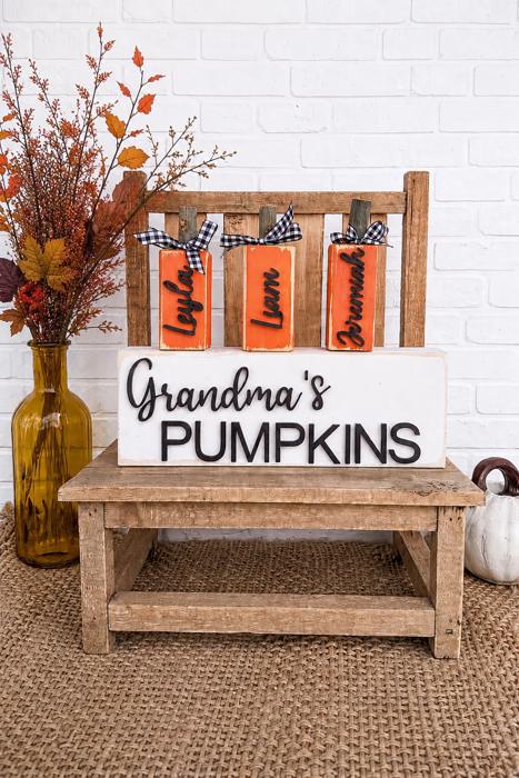 Grandma’s Pumpkins,Personalized Pumpkin Block, Wooden Pumpkin Blocks, Custom Pumpkin Family, Custom Fall/Halloween Gifts , Pumpkin Decor