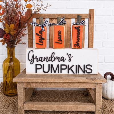 Grandma’s Pumpkins,Personalized Pumpkin Block, Wooden Pumpkin Blocks, Custom Pumpkin Family, Custom Fall/Halloween Gifts , Pumpkin Decor
